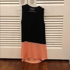 Black & peach color blocked sleeveless blouse